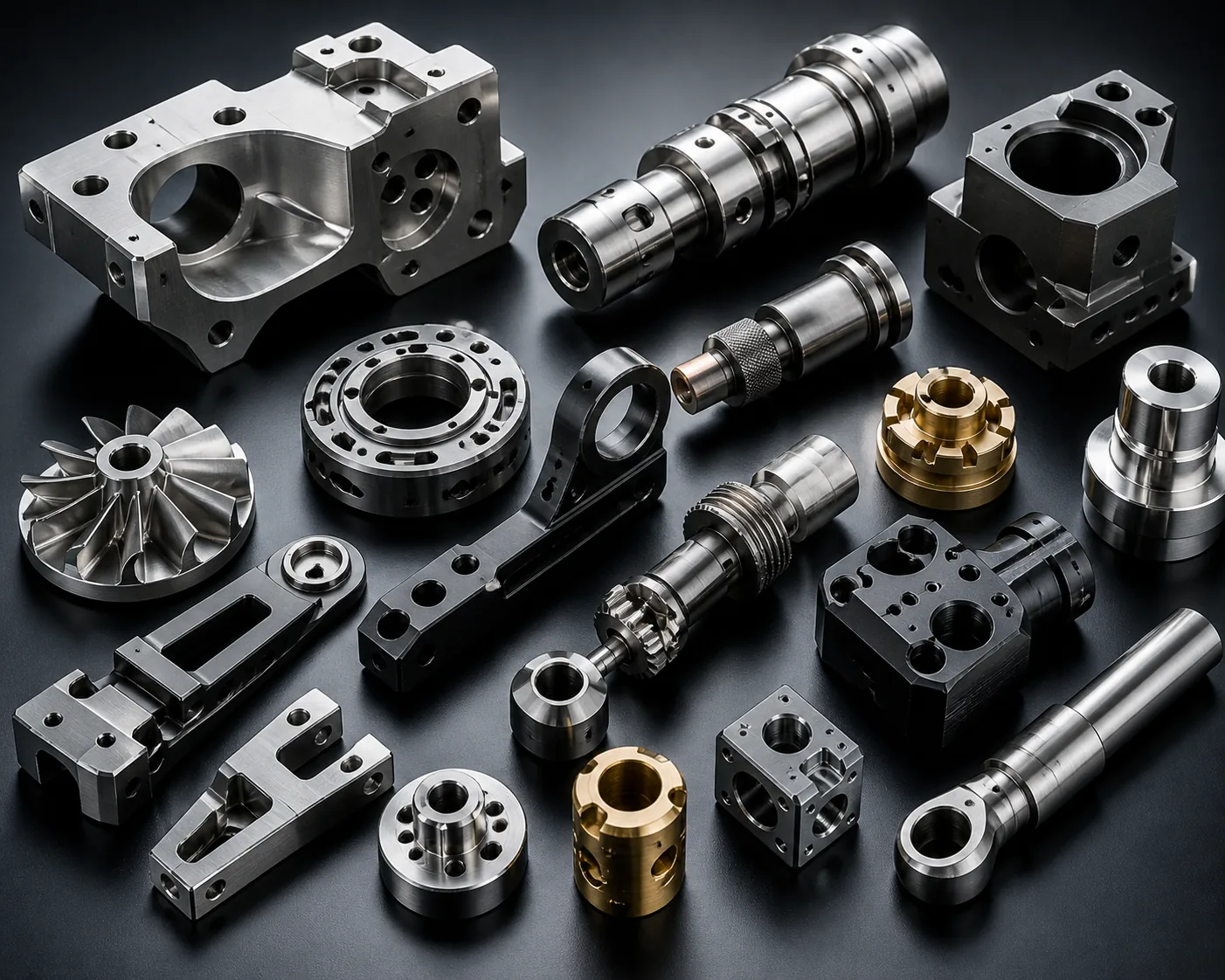 Selection of finished CNC machined components