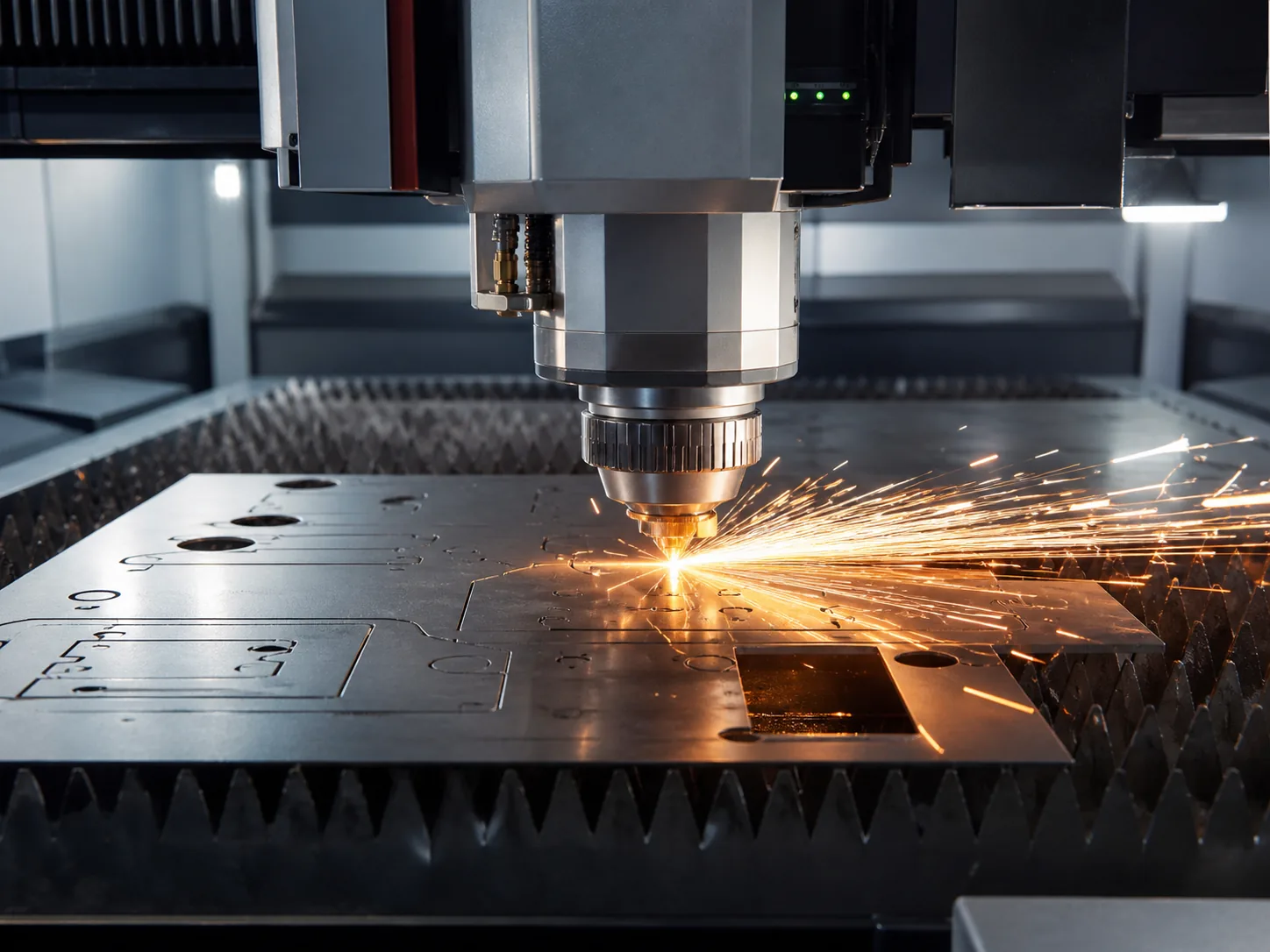 Fiber laser cutting steel sheet metal