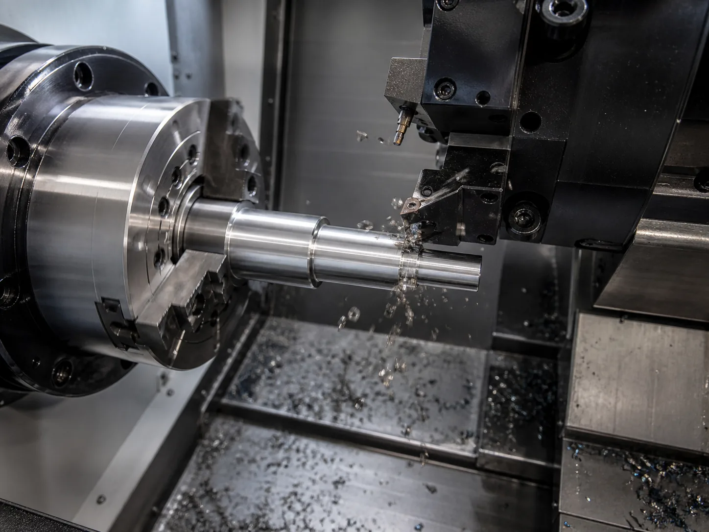 CNC turned cylindrical components on a lathe