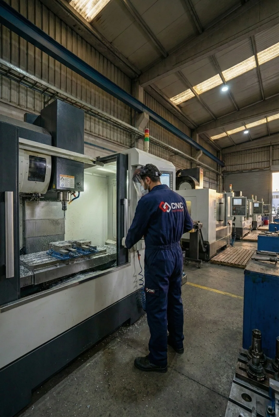 CNC operator working at a machining centre